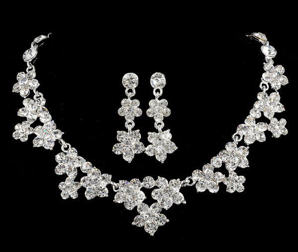 Juego de Joyas Nupciales Cristal Coreano - Collar y Aretes