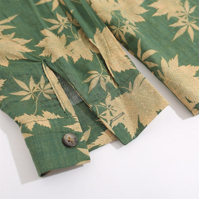 Camisa Manga Larga Estampado Hoja de Arce Hombre Estilo Japonés Primavera Otoño - Image 3