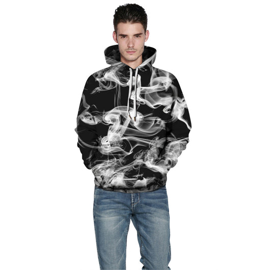 Sudadera con capucha estampado cielo estrellado y anillos de humo - Image 5