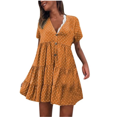 Vestido Entallado de Lunares con Botones - Image 11