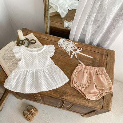 Conjunto de Dos Piezas para Bebé Niña con Blusa de Mangas Volantes y Bloomer - Image 4