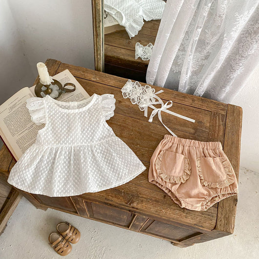 Conjunto de Dos Piezas para Bebé Niña con Blusa de Mangas Volantes y Bloomer - Image 4
