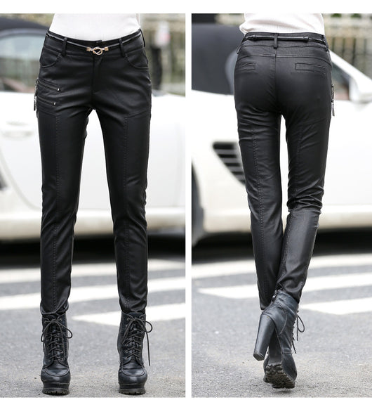 Pantalones de Cuero Slim Versátiles y Elegantes para Mujer - Image 7