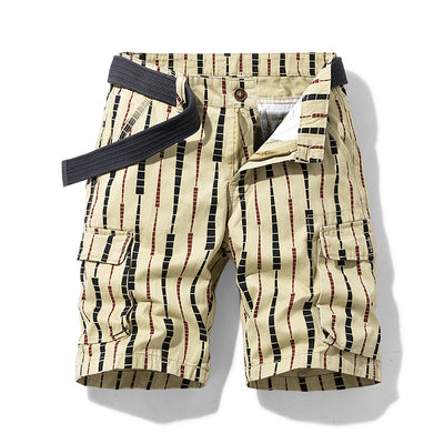 Pantalones Cortos de Trabajo Casual a Rayas para Hombre - Image 3