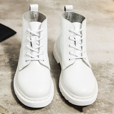 Botas Blancas Planas de Punta Redonda con Suela Antideslizante para Mujer - Image 3