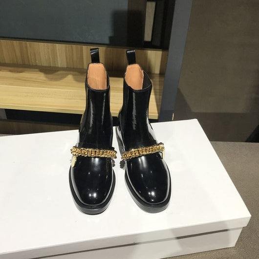 Botas Mujer Tacón Medio con Cadena Metálica y Punta Redonda - Image 22
