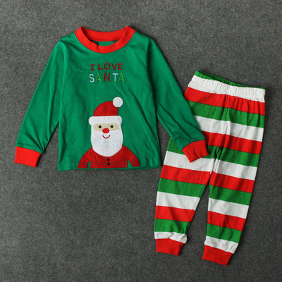 Pijama Infantil Navideño de Dos Piezas con Patrón de Rayas y Manga Larga - Image 4