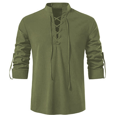 Camisa Cuello Mao Manga Larga Algodón y Lino - Image 8