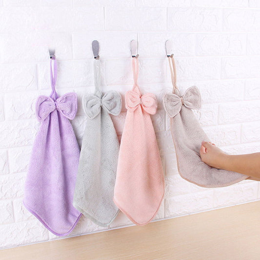 Toalla de Terciopelo Coral con Moño Absorbente