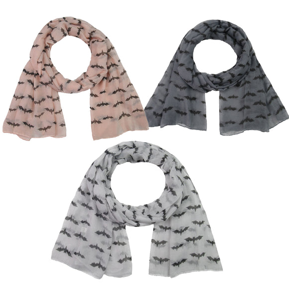 Bufanda de Lana Paris con Estampado de Murciélagos