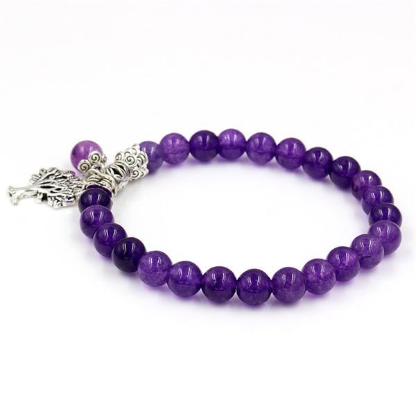 Pulsera Colgante Árbol de Amatista Natural con Cadena de Mano
