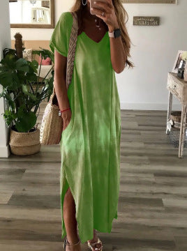 Vestido Largo Tie-Dye con Escote V y Bolsillo - Image 4