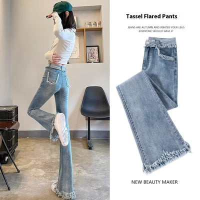 Pantalones Acampanados Desgastados en Tonos Claros para Mujer - Image 3