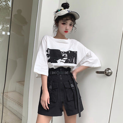 Falda de Cintura Alta con Bolsillos y Cierre Harajuku - Image 2