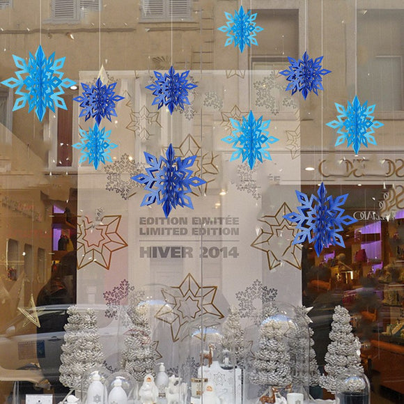 Set 6 Adornos Navideños 3D Recortables Copo de Nieve - Decoraciones Colgantes para Árbol y Hogar