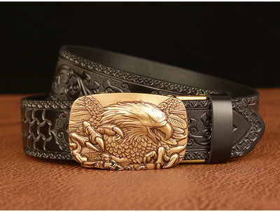 Cinturón de Cuero con Hebilla Automática y Águila Grabada Personalizada - Image 17