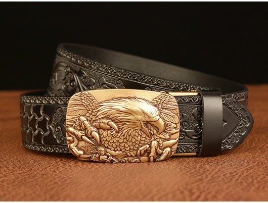 Cinturón de Cuero con Hebilla Automática y Águila Grabada Personalizada - Image 17