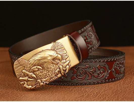 Cinturón de Cuero con Hebilla Automática y Águila Grabada Personalizada - Image 11
