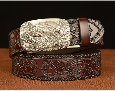 Cinturón de Cuero con Hebilla Automática y Águila Grabada Personalizada - Image 15