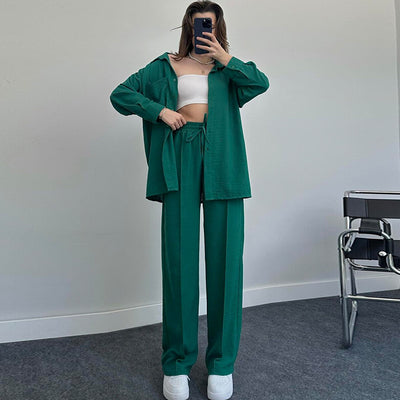 Conjunto Elegante de Blusa y Pantalón Liso para Mujer - Image 8