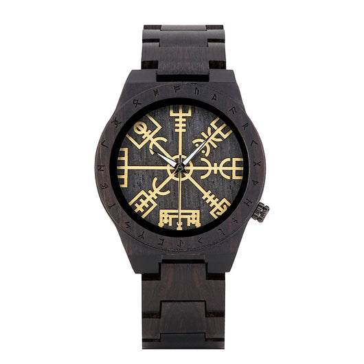 Reloj de Madera para Hombre con Símbolo de Brújula Náutica - Image 10