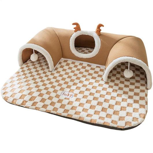 Túnel Cama para Gatos con Juguetes - Casa Cueva Plegable y Lavable - Image 11