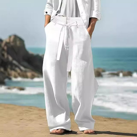 Pantalones de Lino Cómodos con Cintura Elástica - Transpirables para Exterior
