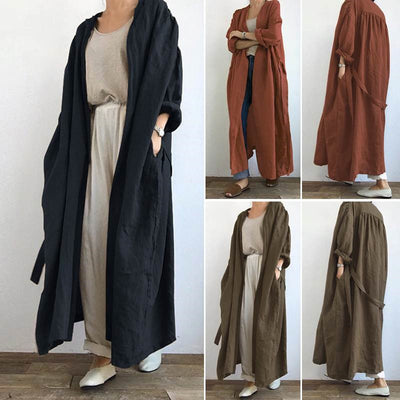 Gabardina Larga Casual de Manga Larga para Mujer - Image 13