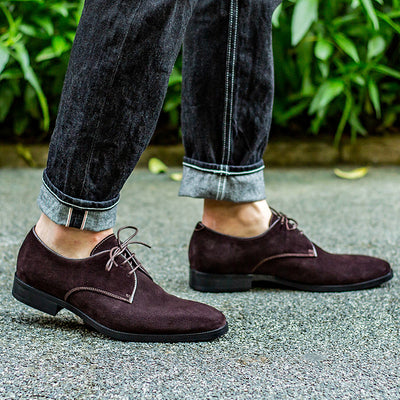 Zapatos Derby de Cuero Gamuza Artesanales para Hombre - Elegancia Formal - Image 6