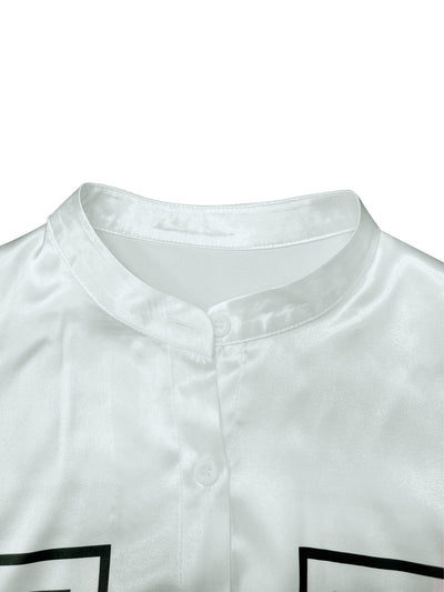 Blusa Rayada Estampada con Contraste de Colores y Botones Simples - Image 8