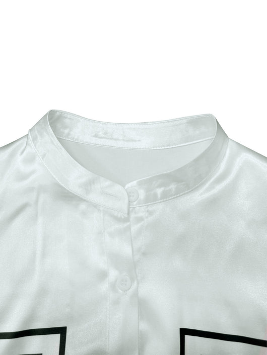 Blusa Rayada Estampada con Contraste de Colores y Botones Simples - Image 8