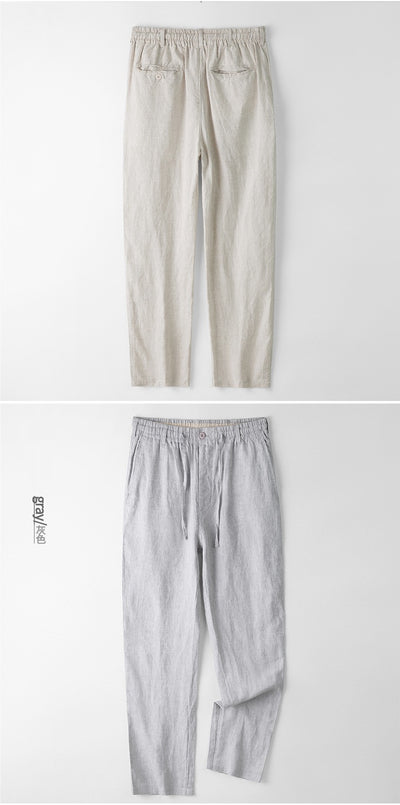 Pantalones de Lino Hombre Talla Grande Cintura Elástica Ajuste Suelto - Image 11