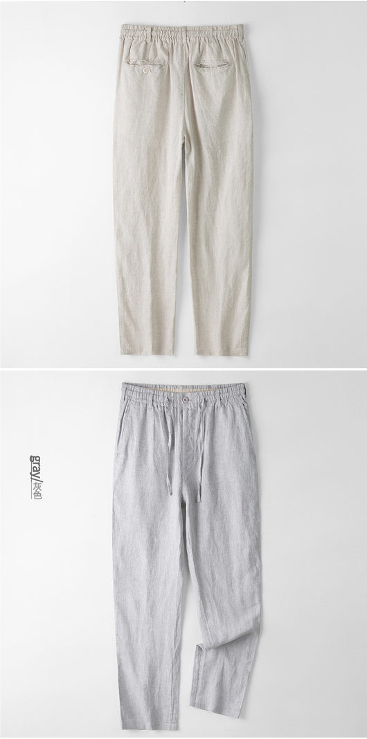 Pantalones de Lino Hombre Talla Grande Cintura Elástica Ajuste Suelto - Image 11