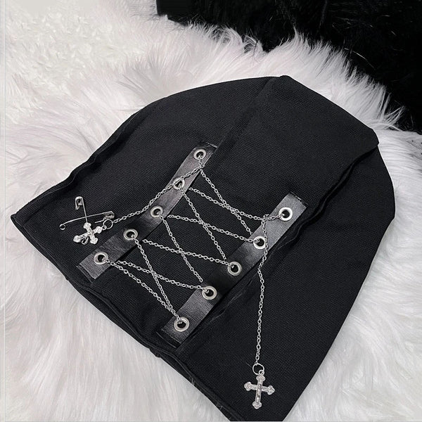 Gorro Gothic Lolita Negro Profundo Estilo Harajuku Punk para Mujer - Image 3