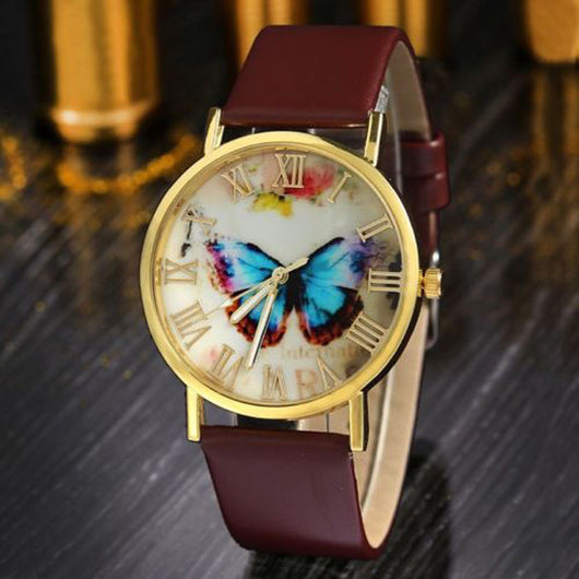 Reloj Pulsera Mariposa Escala Romana - Dorado Elegante Unisex - Image 5