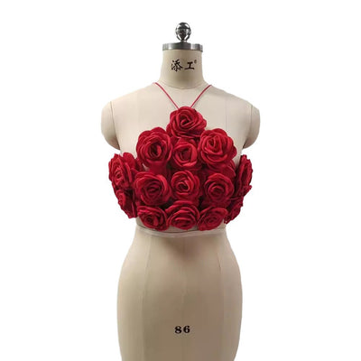 Top Halter Tejido con Rosas 3D y Tirantes Ajustables - Image 5