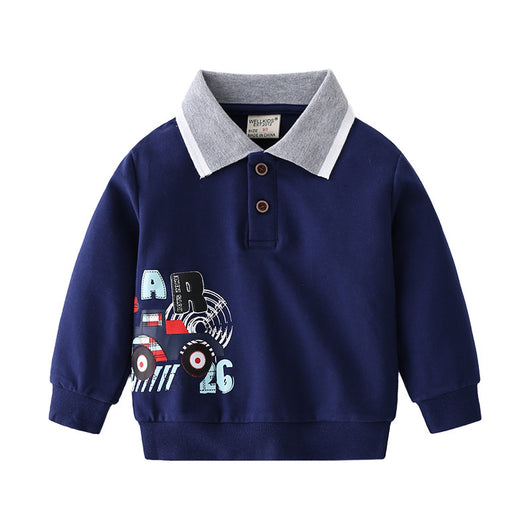 Suéter Infantil con Cuello Solapa y Estampado de Dibujos Animados - Image 3