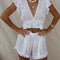 Conjunto de Short y Blusa con Cintura Elástica y Detalles de Encaje