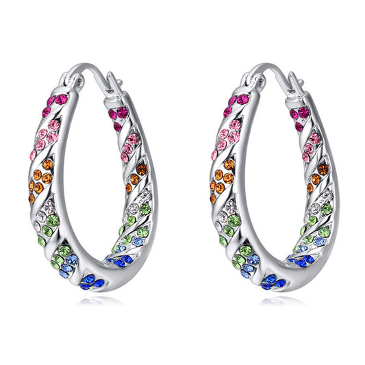Aretes Ovalados de Cristal y Diamante
