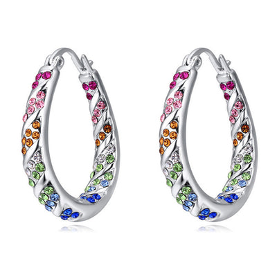 Aretes Ovalados de Cristal y Diamante