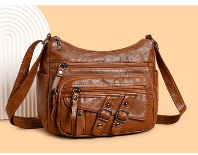 Bolso Mensajero de Cuero con Múltiples Compartimentos y Bolsillos - Image 13