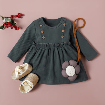 Vestido Infantil de Algodón con Mangas Largas