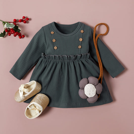 Vestido Infantil de Algodón con Mangas Largas