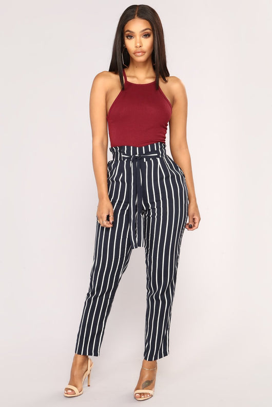 Pantalón Casual a Rayas con Lazo para Mujer - Otoño Invierno - Image 17