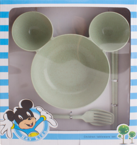 Juego de Comida Infantil Mickey Mouse en Fibra de Trigo - Plato, Cubiertos y Palillos - Image 20