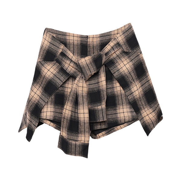 Shorts Cuadros Cintura Alta Diseño Asimétrico - Image 18