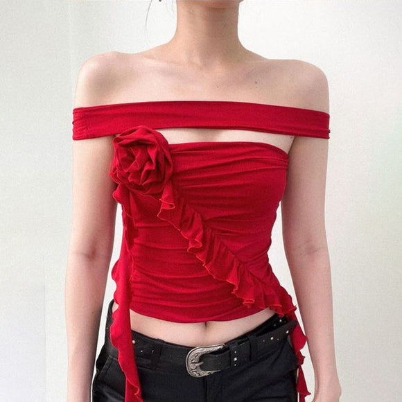 Brasier Floral 3D con Cuello Halter - Diseño Irregular Elegante