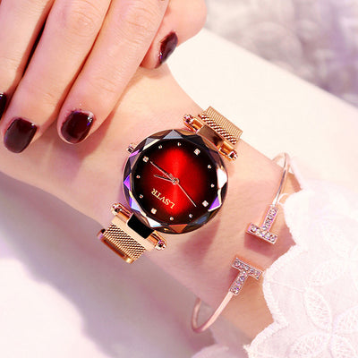 Reloj de Mujer Rose Gold con Diamantes y Cielo Estrellado Magnético Resistente al Agua - Image 7