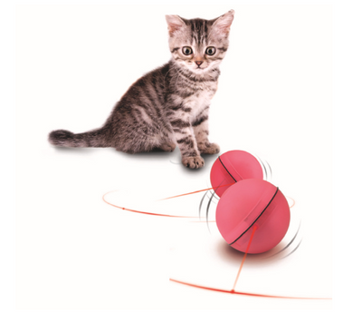 Pink pet electric toy LED rolling ball for cats, made of ABS plastic, with a black dividing line. - Image 16