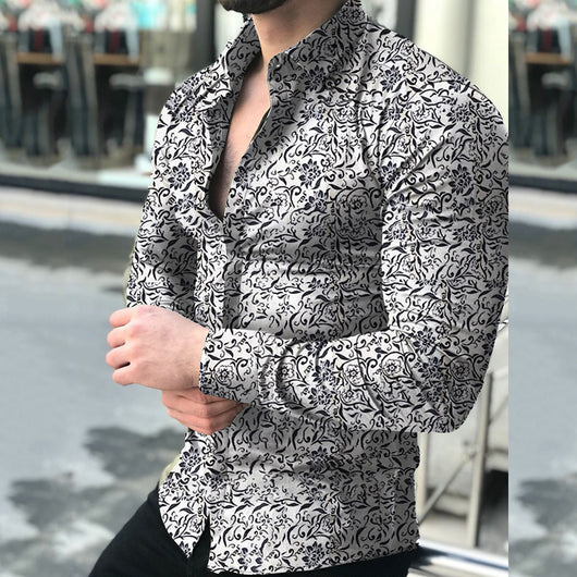 Camisa de Vestir para Hombre con Estampado de Hojas - Mangas Largas - Image 5